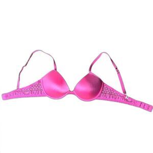 PINK Victoria’s Secret T-Shirt Lace Demi Bra Pink Size 32B NWOT